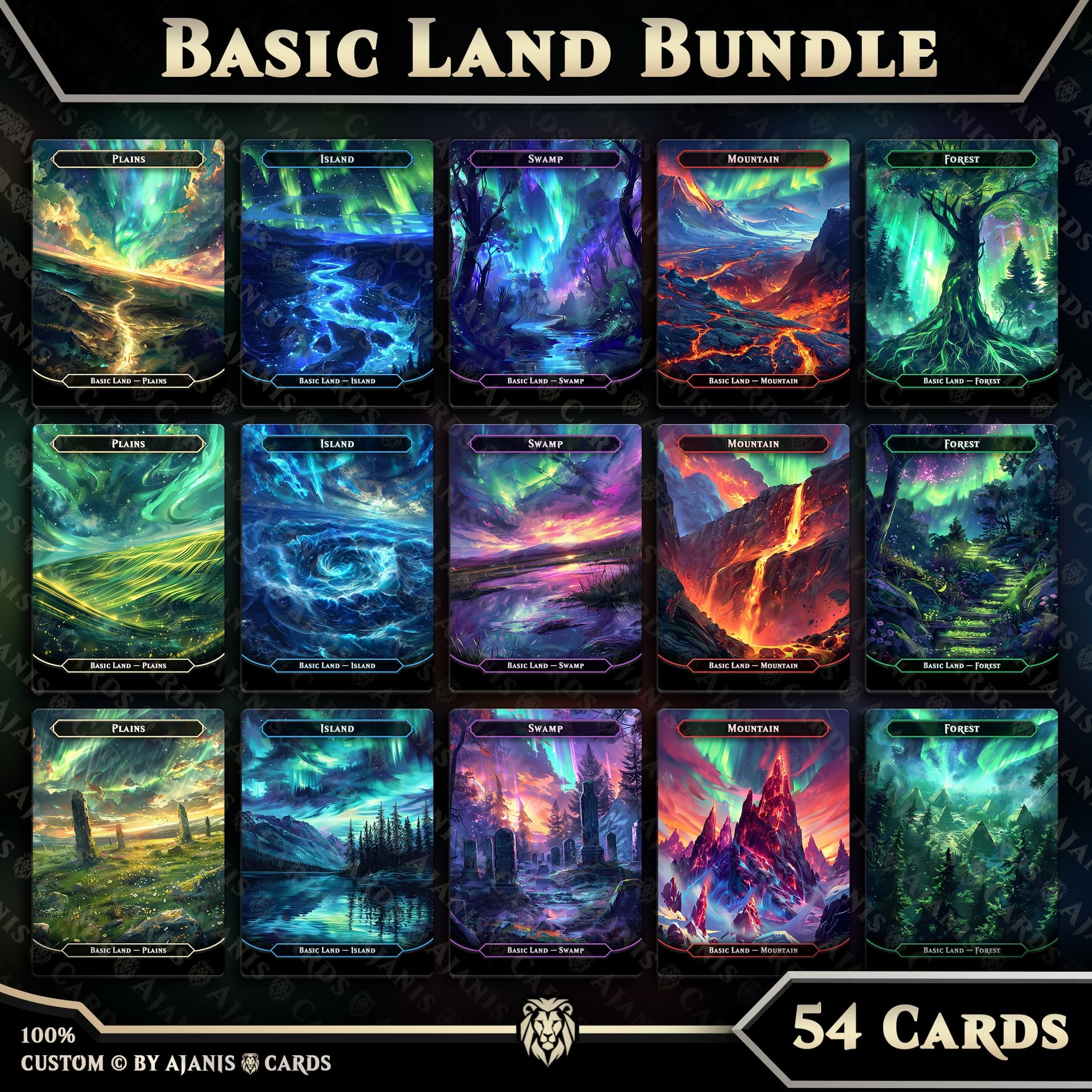 a set of cards with a picture of a landscape